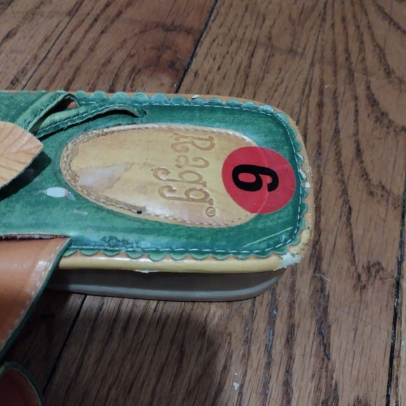 VINTAGE Ragg Flower Wedges Sz 9 - Picture 4 of 6